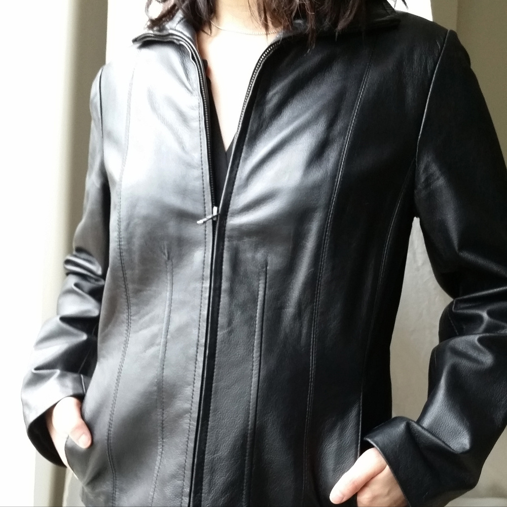 Kenneth Cole Reaction Black Leather Jacket